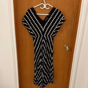 Maje Black and White Midi Floral Dress
